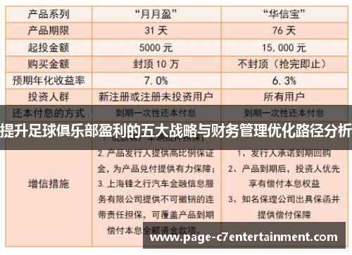 提升足球俱乐部盈利的五大战略与财务管理优化路径分析 提升足球俱乐部盈利的五大战略与财务管理优化路径分析