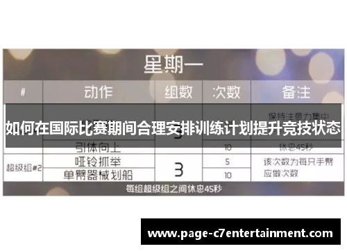 如何在国际比赛期间合理安排训练计划提升竞技状态 如何在国际比赛期间合理安排训练计划提升竞技状态